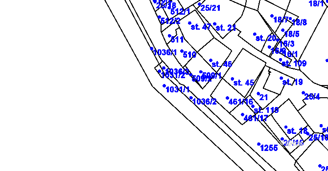 Parcela st. 1031/1 v KÚ Stará Hlína, Katastrální mapa