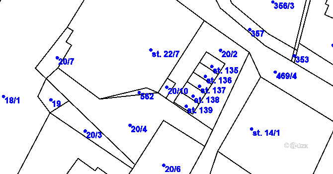 Parcela st. 20/10 v KÚ Stará Hlína, Katastrální mapa