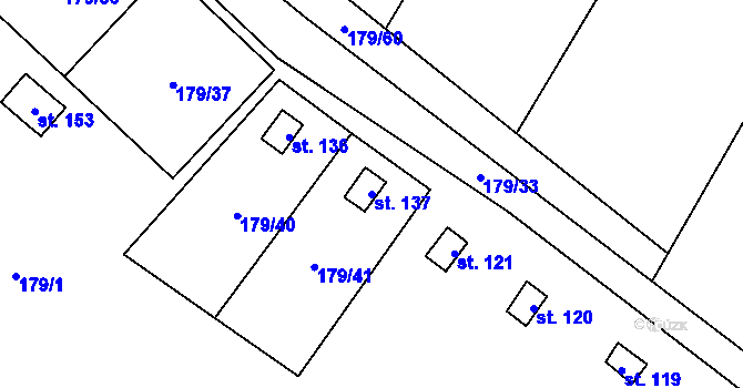 Parcela st. 137 v KÚ Holičky u Staré Hlíny, Katastrální mapa