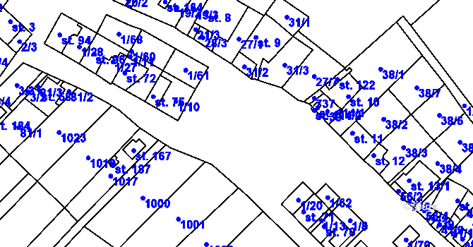 Parcela st. 1/1 v KÚ Holičky u Staré Hlíny, Katastrální mapa