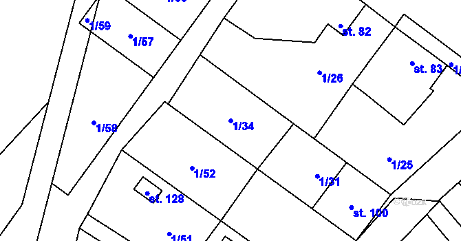 Parcela st. 1/34 v KÚ Holičky u Staré Hlíny, Katastrální mapa