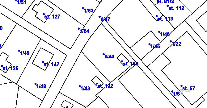 Parcela st. 1/44 v KÚ Holičky u Staré Hlíny, Katastrální mapa