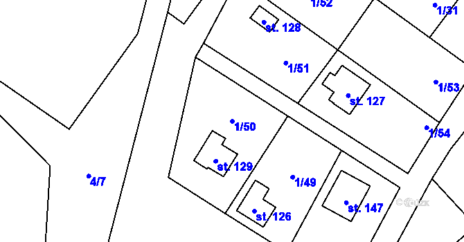 Parcela st. 1/50 v KÚ Holičky u Staré Hlíny, Katastrální mapa