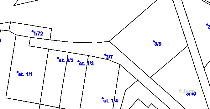 Parcela st. 3/7 v KÚ Holičky u Staré Hlíny, Katastrální mapa