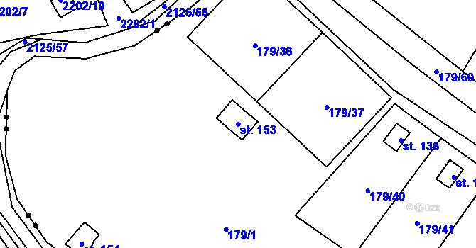 Parcela st. 153 v KÚ Holičky u Staré Hlíny, Katastrální mapa