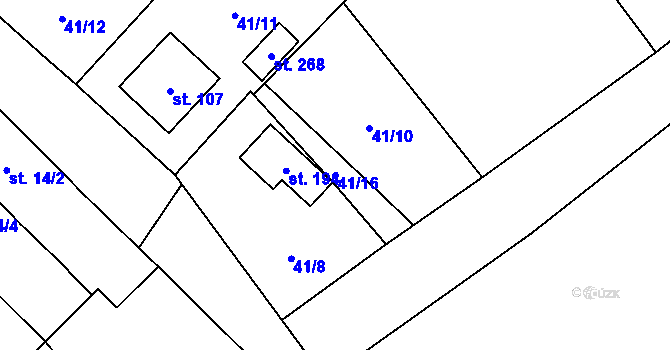 Parcela st. 41/16 v KÚ Holičky u Staré Hlíny, Katastrální mapa