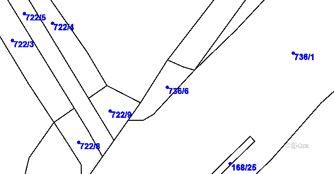 Parcela st. 736/6 v KÚ Holičky u Staré Hlíny, Katastrální mapa