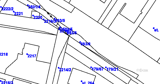 Parcela st. 693/8 v KÚ Holičky u Staré Hlíny, Katastrální mapa