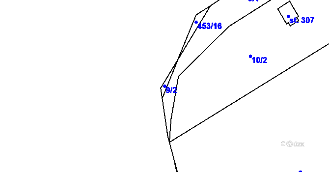 Parcela st. 9/2 v KÚ Stará Huť, Katastrální mapa