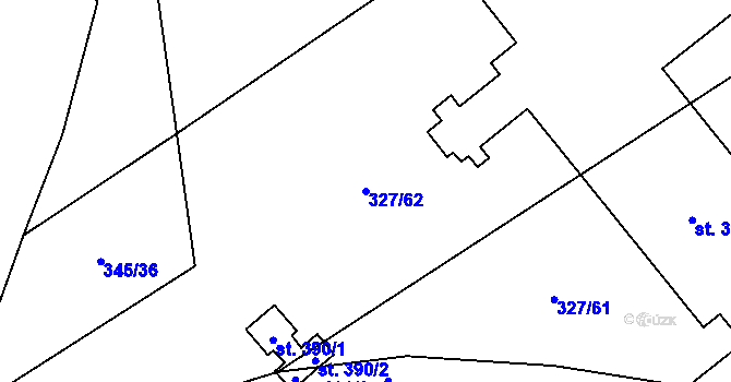 Parcela st. 327/62 v KÚ Stará Huť, Katastrální mapa