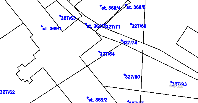 Parcela st. 327/64 v KÚ Stará Huť, Katastrální mapa