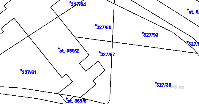 Parcela st. 327/67 v KÚ Stará Huť, Katastrální mapa