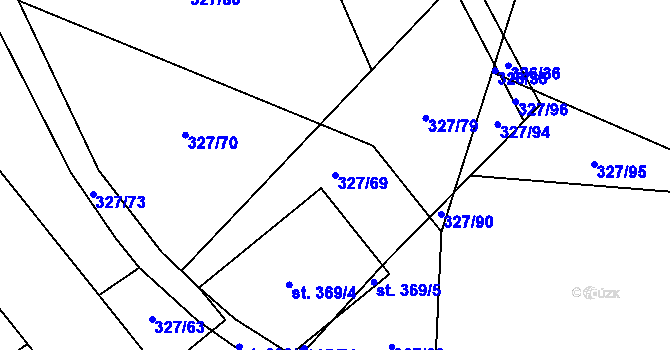 Parcela st. 327/69 v KÚ Stará Huť, Katastrální mapa