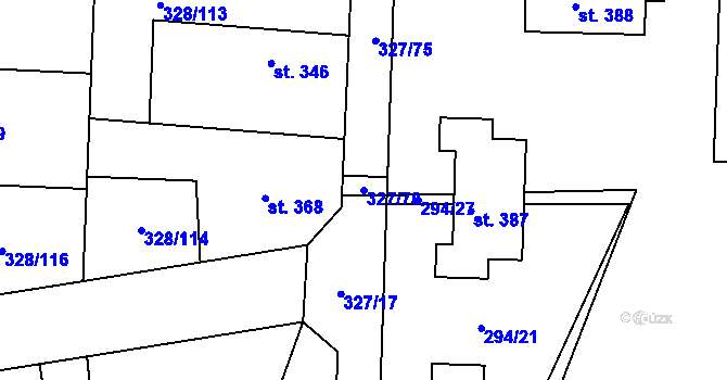Parcela st. 327/78 v KÚ Stará Huť, Katastrální mapa