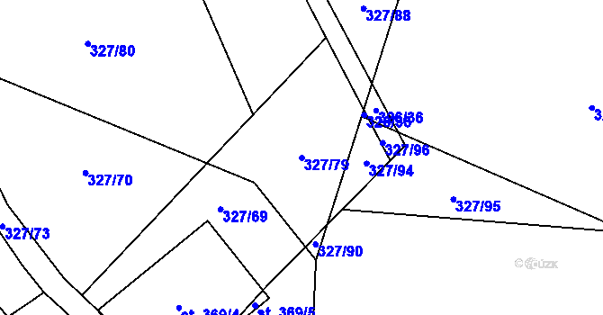 Parcela st. 327/79 v KÚ Stará Huť, Katastrální mapa