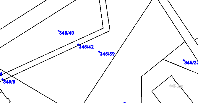 Parcela st. 345/39 v KÚ Stará Huť, Katastrální mapa