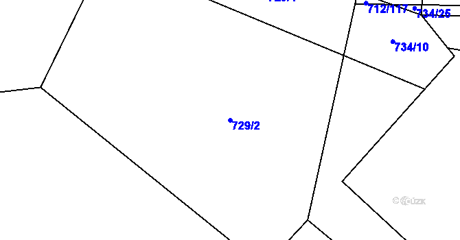 Parcela st. 729/2 v KÚ Stará Huť, Katastrální mapa