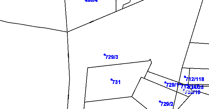 Parcela st. 729/3 v KÚ Stará Huť, Katastrální mapa