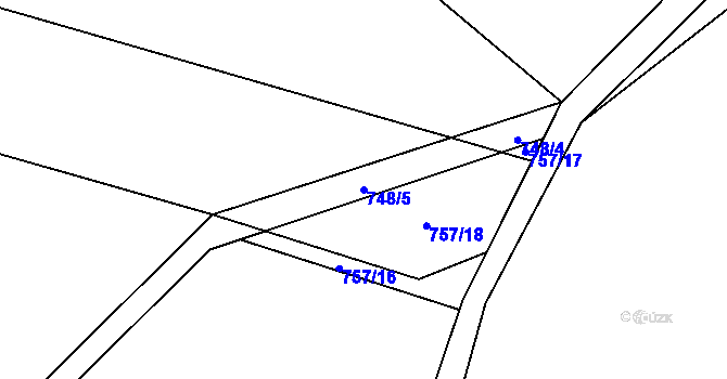 Parcela st. 748/5 v KÚ Stará Huť, Katastrální mapa