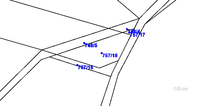Parcela st. 757/18 v KÚ Stará Huť, Katastrální mapa