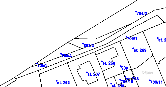 Parcela st. 891/3 v KÚ Stará Huť, Katastrální mapa