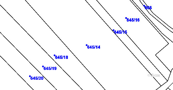 Parcela st. 645/14 v KÚ Stará Huť, Katastrální mapa