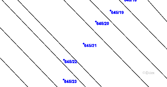 Parcela st. 645/21 v KÚ Stará Huť, Katastrální mapa
