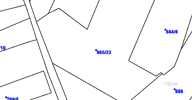 Parcela st. 665/22 v KÚ Stará Huť, Katastrální mapa