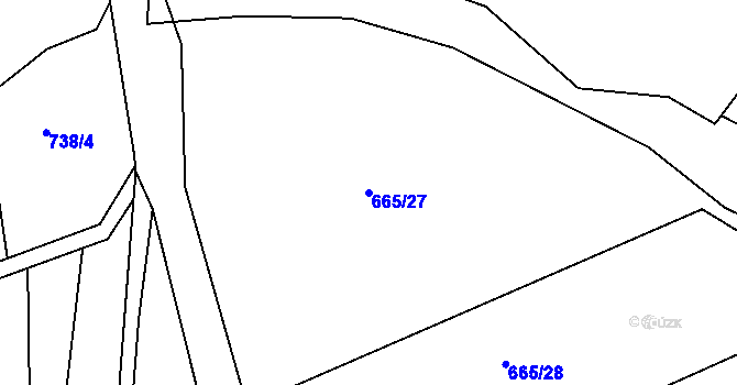 Parcela st. 665/27 v KÚ Stará Huť, Katastrální mapa