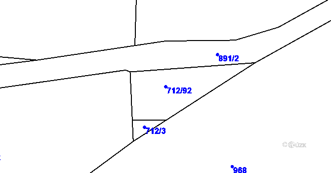 Parcela st. 712/92 v KÚ Stará Huť, Katastrální mapa