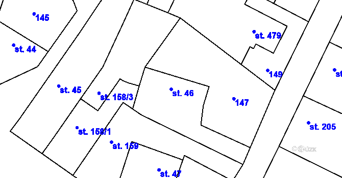 Parcela st. 46 v KÚ Stará Huť, Katastrální mapa