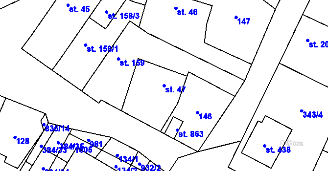 Parcela st. 47 v KÚ Stará Huť, Katastrální mapa