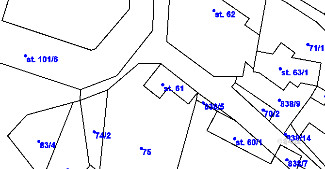 Parcela st. 61 v KÚ Stará Huť, Katastrální mapa