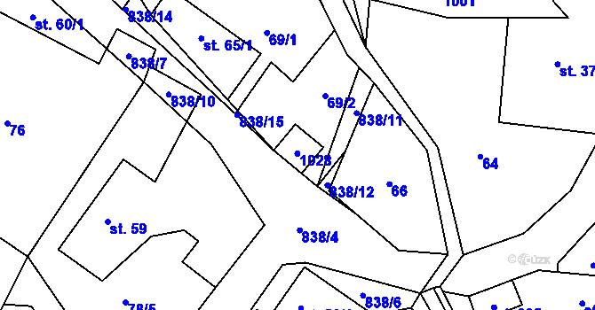 Parcela st. 65/2 v KÚ Stará Huť, Katastrální mapa
