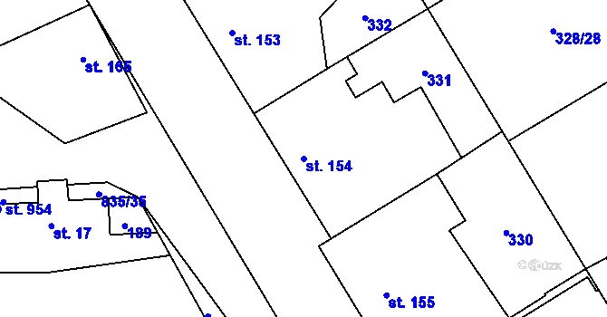 Parcela st. 154 v KÚ Stará Huť, Katastrální mapa