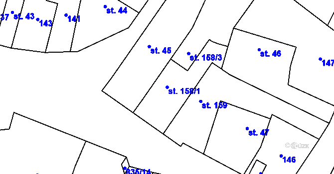 Parcela st. 158/1 v KÚ Stará Huť, Katastrální mapa