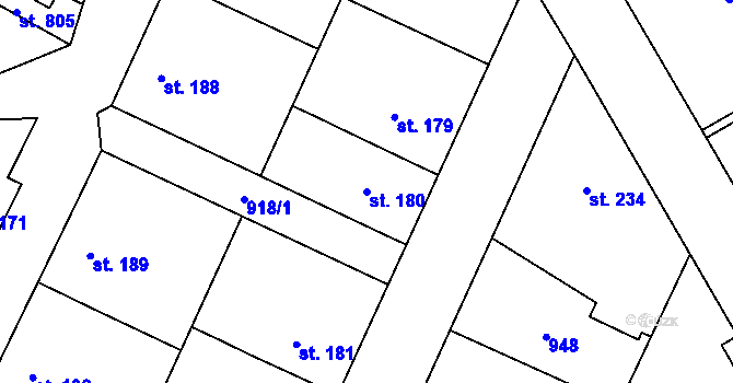 Parcela st. 180 v KÚ Stará Huť, Katastrální mapa