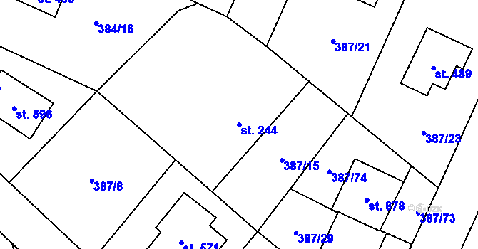 Parcela st. 244 v KÚ Stará Huť, Katastrální mapa