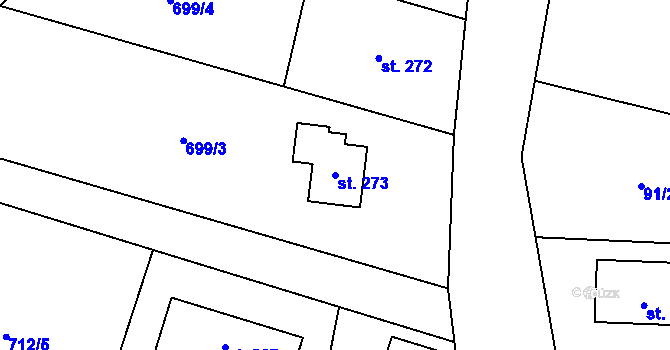 Parcela st. 273 v KÚ Stará Huť, Katastrální mapa