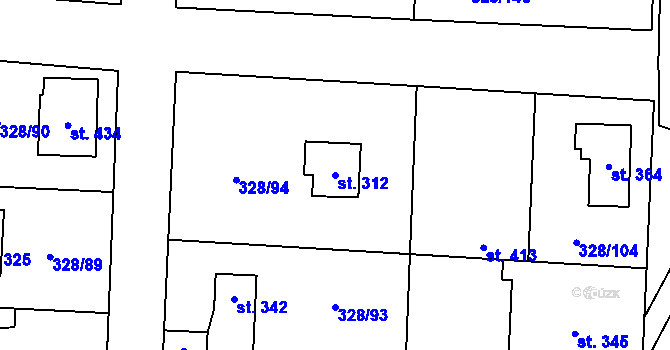 Parcela st. 312 v KÚ Stará Huť, Katastrální mapa