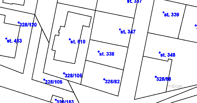 Parcela st. 338 v KÚ Stará Huť, Katastrální mapa