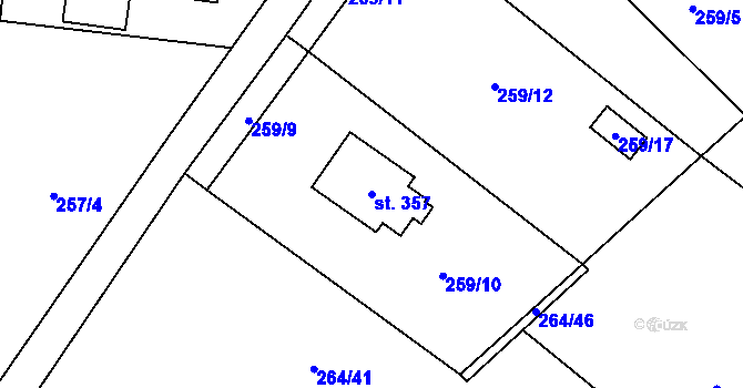 Parcela st. 357 v KÚ Stará Huť, Katastrální mapa