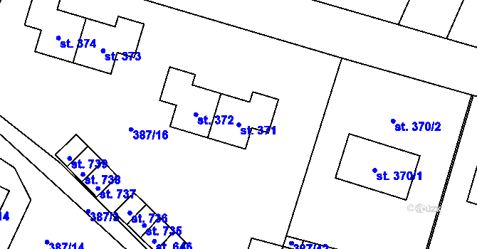 Parcela st. 371 v KÚ Stará Huť, Katastrální mapa
