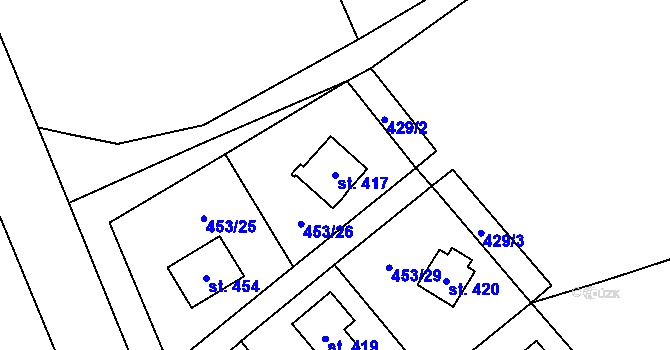 Parcela st. 417 v KÚ Stará Huť, Katastrální mapa