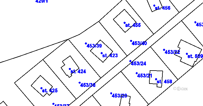 Parcela st. 423 v KÚ Stará Huť, Katastrální mapa