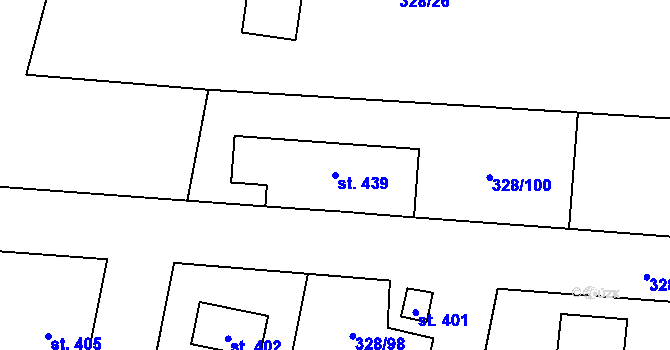 Parcela st. 439 v KÚ Stará Huť, Katastrální mapa