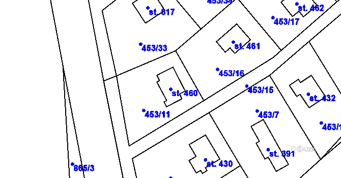 Parcela st. 460 v KÚ Stará Huť, Katastrální mapa