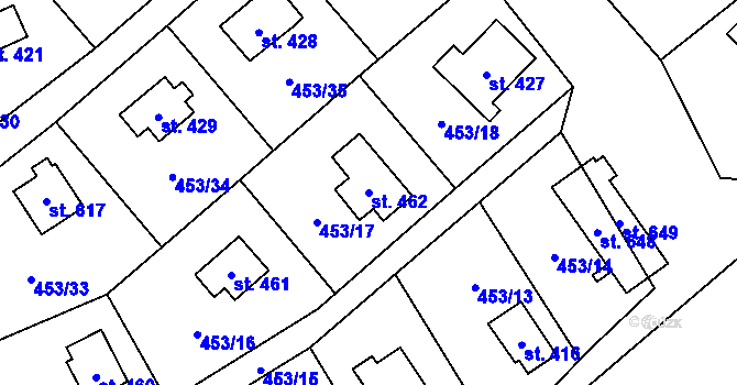 Parcela st. 462 v KÚ Stará Huť, Katastrální mapa