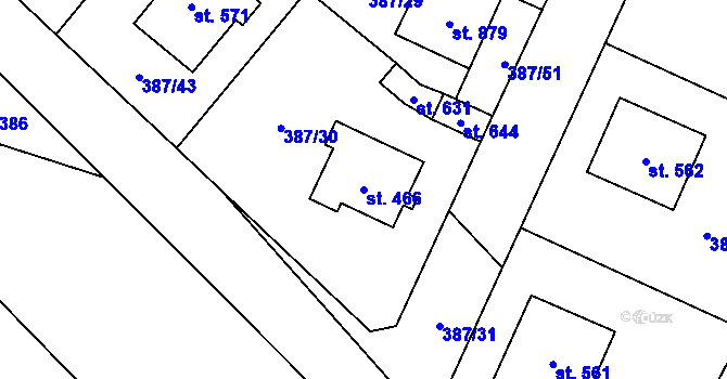 Parcela st. 466 v KÚ Stará Huť, Katastrální mapa