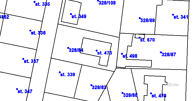Parcela st. 473 v KÚ Stará Huť, Katastrální mapa